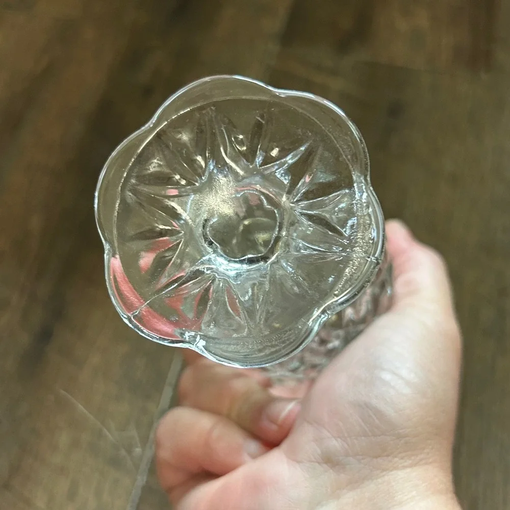 Vintage Homco Pressed Glass‎ Scalloped Tulip Votive Holder Small Goblet 5.25